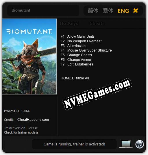 Biomutant: Treinador (V1.0.8)