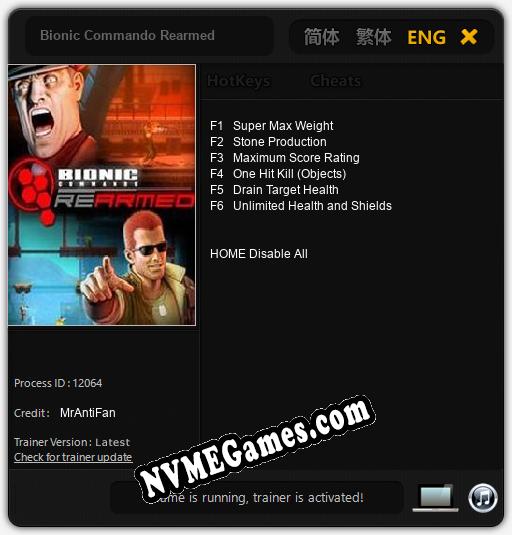 Bionic Commando Rearmed: Cheats, Trainer +6 [MrAntiFan]