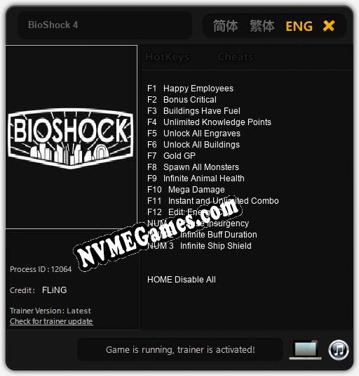 BioShock 4: Cheats, Trainer +15 [FLiNG]