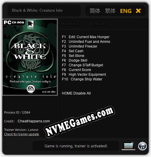 Black & White: Creature Isle: Cheats, Trainer +10 [CheatHappens.com]