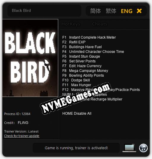 Black Bird: Cheats, Trainer +14 [FLiNG]