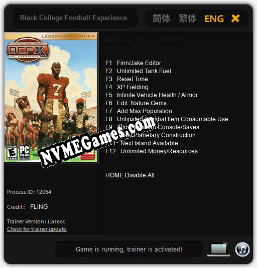 Black College Football Experience: Cheats, Trainer +12 [FLiNG]