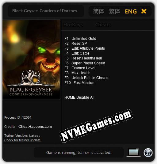 Black Geyser: Couriers of Darkness: Trainer +10 [v1.8]