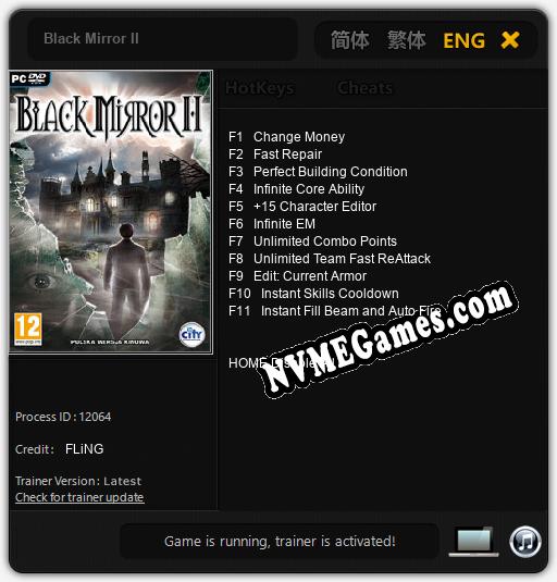 Black Mirror II: Cheats, Trainer +11 [FLiNG]