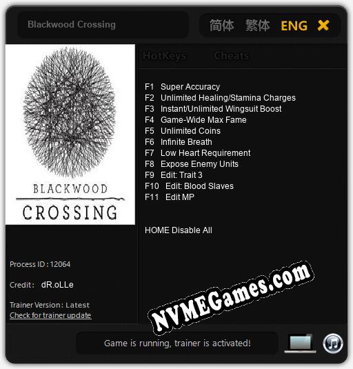 Treinador liberado para Blackwood Crossing [v1.0.4]