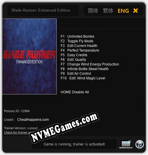 Blade Runner: Enhanced Edition: Trainer +10 [v1.8]