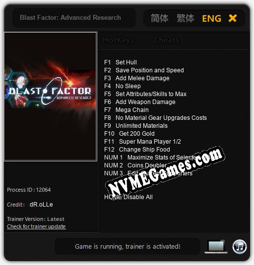 Blast Factor: Advanced Research: Cheats, Trainer +15 [dR.oLLe]
