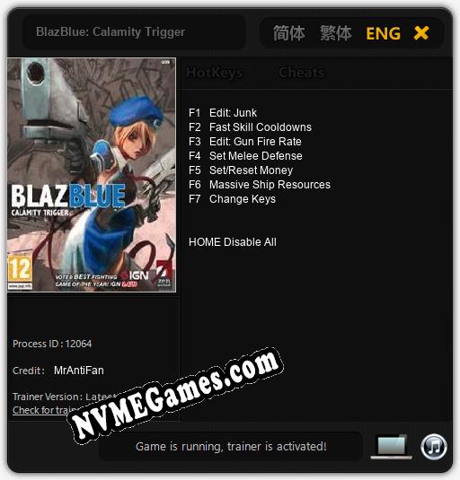 BlazBlue: Calamity Trigger: Treinador (V1.0.92)