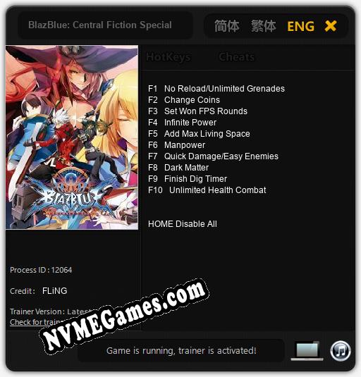 BlazBlue: Central Fiction Special Edition: Treinador (V1.0.16)