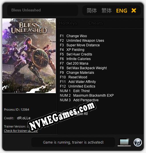 Treinador liberado para Bless Unleashed [v1.0.8]