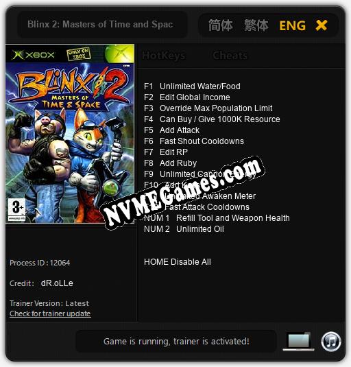 Blinx 2: Masters of Time and Space: Cheats, Trainer +14 [dR.oLLe]