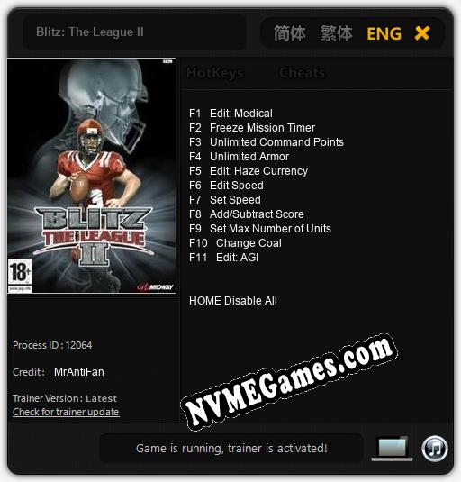 Blitz: The League II: Trainer +11 [v1.1]