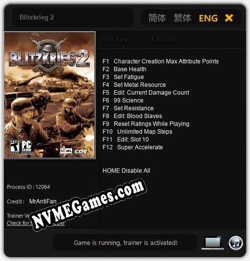 Blitzkrieg 2: Trainer +12 [v1.6]