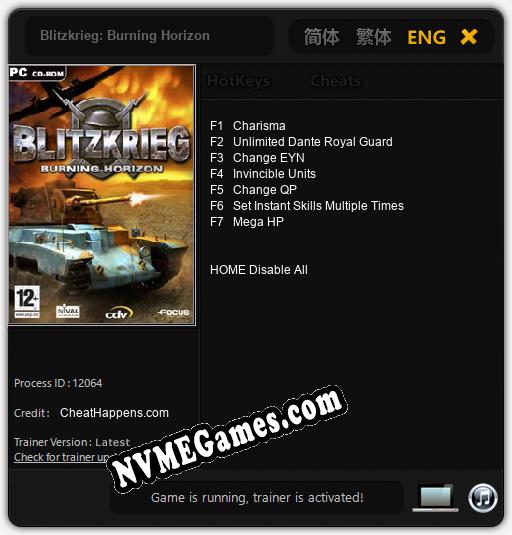 Treinador liberado para Blitzkrieg: Burning Horizon [v1.0.1]