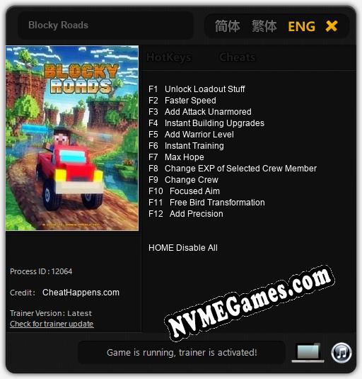 Blocky Roads: Cheats, Trainer +12 [CheatHappens.com]