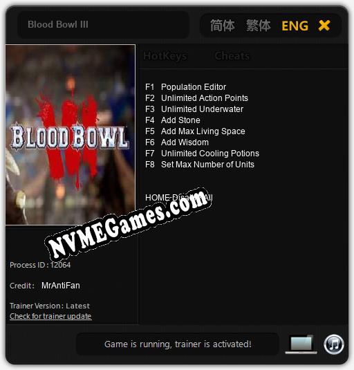 Treinador liberado para Blood Bowl III [v1.0.1]