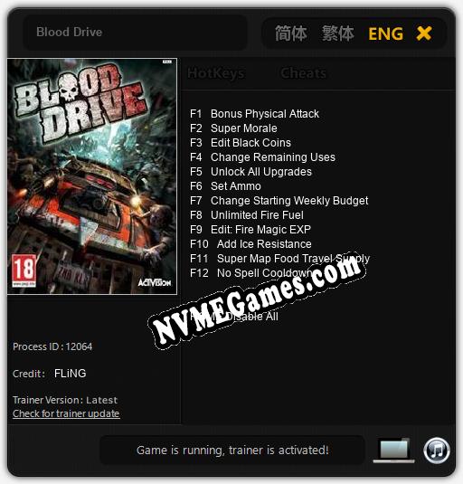 Treinador liberado para Blood Drive [v1.0.8]