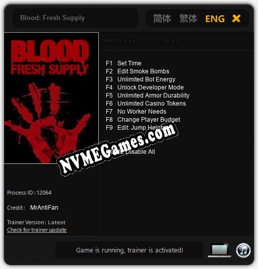 Blood: Fresh Supply: Trainer +9 [v1.1]