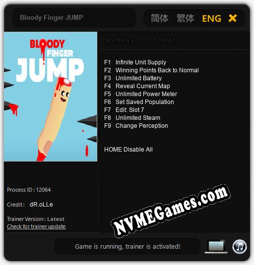 Treinador liberado para Bloody Finger JUMP [v1.0.6]