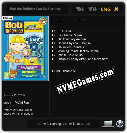 Bob the Builder: Can-Do Carnival: Cheats, Trainer +8 [MrAntiFan]