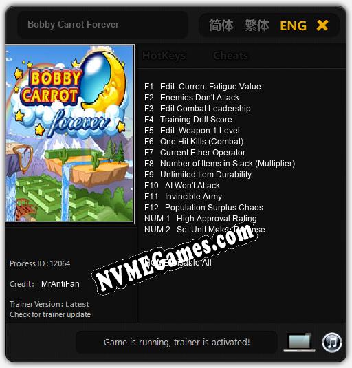 Bobby Carrot Forever: Trainer +14 [v1.6]