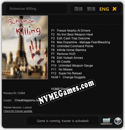 Treinador liberado para Bohemian Killing [v1.0.6]