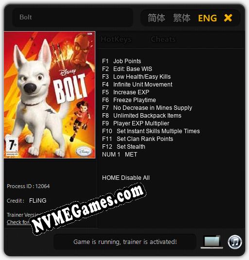 Bolt: Treinador (V1.0.60)