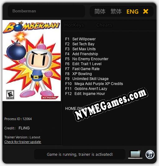 Bomberman: Cheats, Trainer +12 [FLiNG]