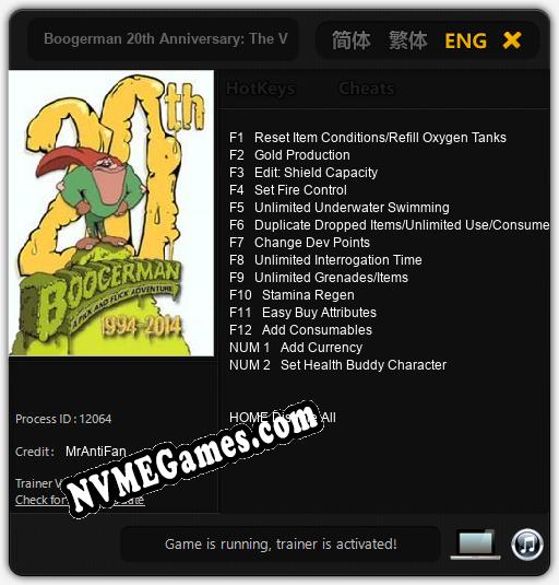 Boogerman 20th Anniversary: The Video Game: Cheats, Trainer +14 [MrAntiFan]