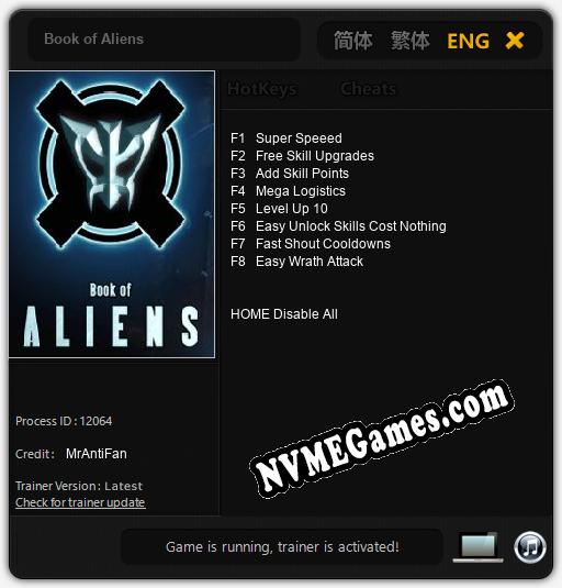 Book of Aliens: Trainer +8 [v1.1]