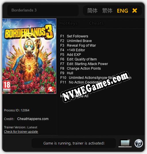 Borderlands 3: Cheats, Trainer +11 [CheatHappens.com]