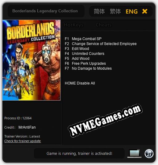 Treinador liberado para Borderlands Legendary Collection [v1.0.3]