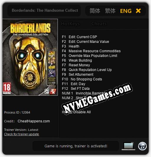 Treinador liberado para Borderlands: The Handsome Collection [v1.0.1]