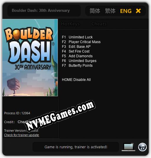 Boulder Dash: 30th Anniversary: Trainer +7 [v1.8]