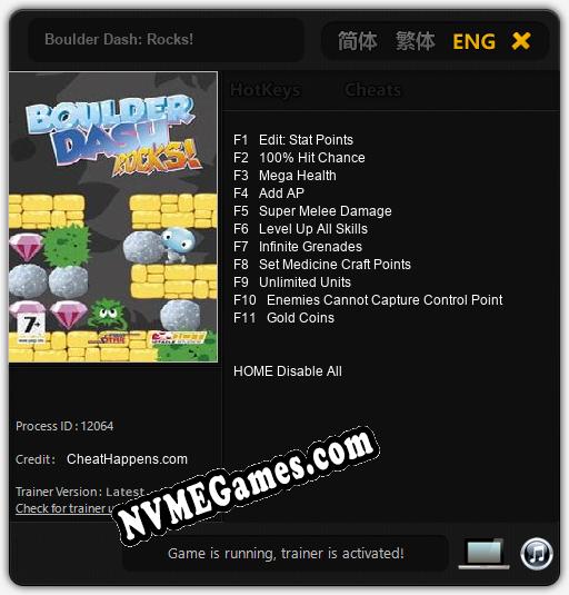 Boulder Dash: Rocks!: Trainer +11 [v1.3]