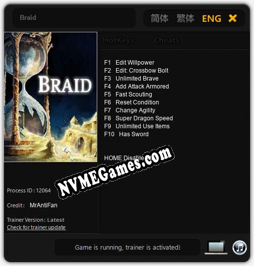 Braid: Trainer +10 [v1.5]