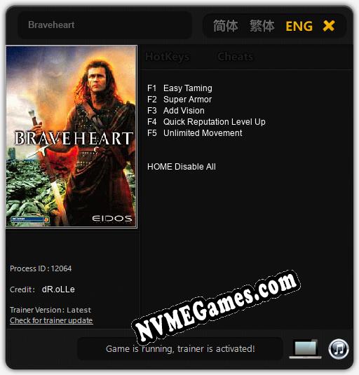 Treinador liberado para Braveheart [v1.0.7]