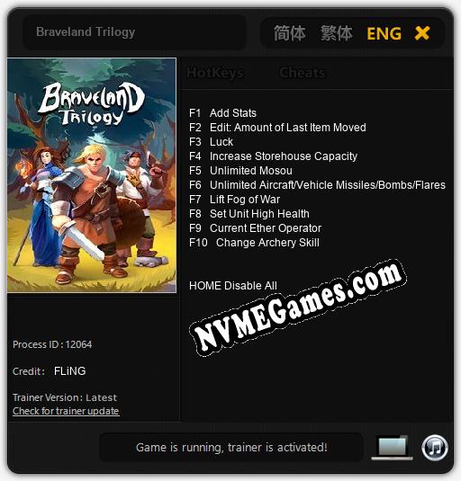 Treinador liberado para Braveland Trilogy [v1.0.9]