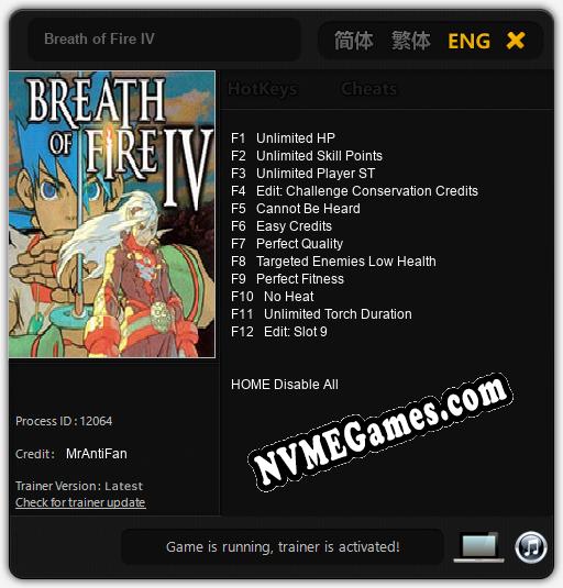 Breath of Fire IV: Trainer +12 [v1.2]