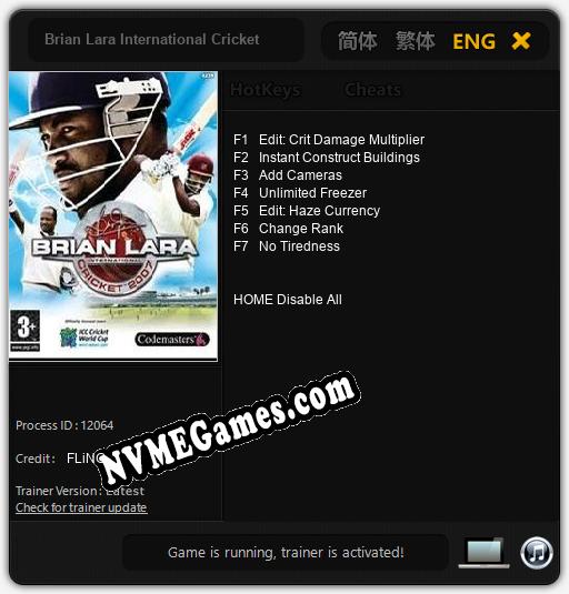 Brian Lara International Cricket 2007: Cheats, Trainer +7 [FLiNG]