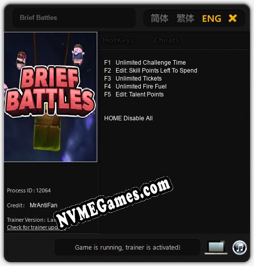 Brief Battles: Trainer +5 [v1.2]