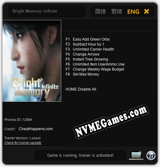 Treinador liberado para Bright Memory: Infinite [v1.0.5]