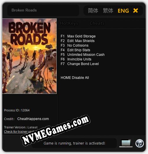 Treinador liberado para Broken Roads [v1.0.7]