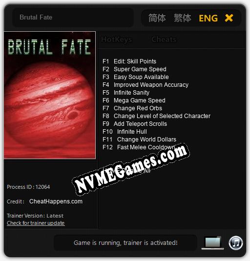 Brutal Fate: Cheats, Trainer +12 [CheatHappens.com]