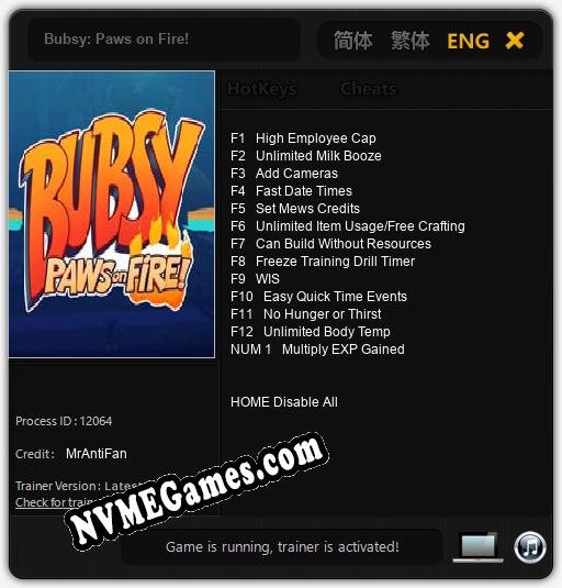 Bubsy: Paws on Fire!: Treinador (V1.0.94)