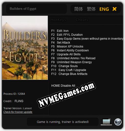 Treinador liberado para Builders of Egypt [v1.0.1]