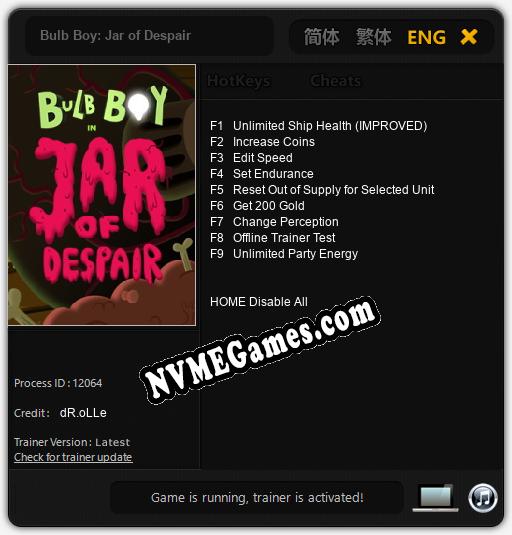 Treinador liberado para Bulb Boy: Jar of Despair [v1.0.5]