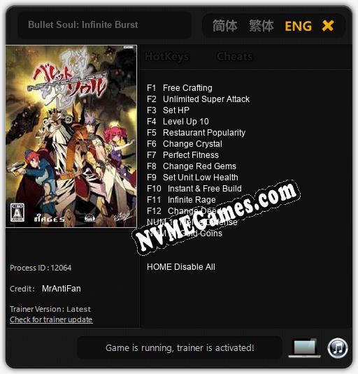Bullet Soul: Infinite Burst: Trainer +14 [v1.6]