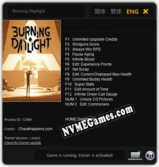 Burning Daylight: Cheats, Trainer +14 [CheatHappens.com]