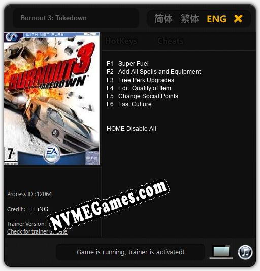 Burnout 3: Takedown: Cheats, Trainer +6 [FLiNG]